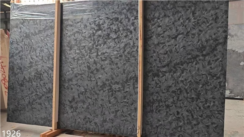 Versace Black Granite Slabs Leath Finish Stone Tile For Wall