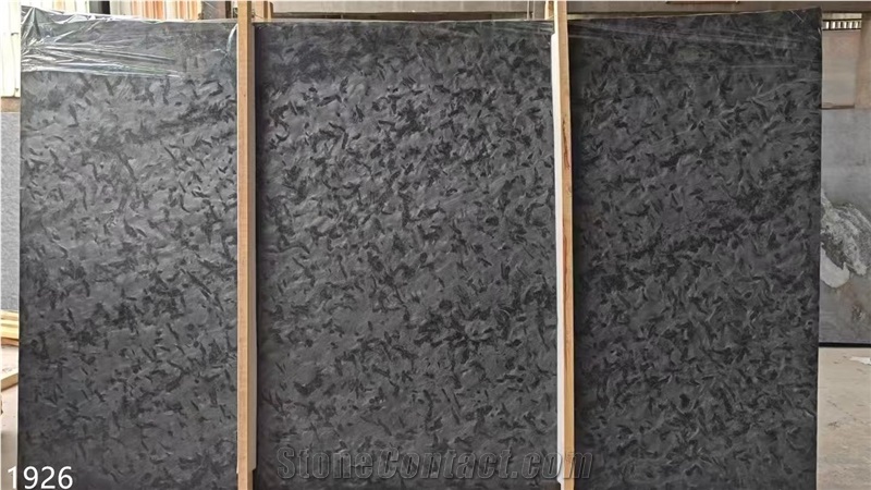 Versace Black Granite Slabs Leath Finish Stone Tile For Wall
