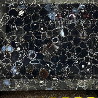 Black Agate Semiprecious Stone Tiles For Bathroom Wall