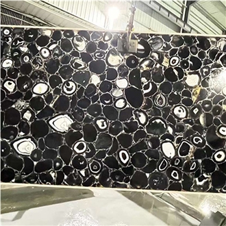 Black Agate Semiprecious Stone Tiles For Bathroom Wall