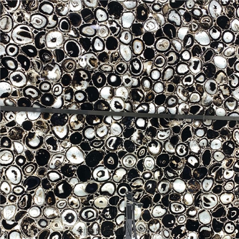 Black Agate Semiprecious Stone Tiles For Bathroom Wall