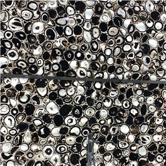 Black Agate Semiprecious Stone Tiles For Bathroom Wall