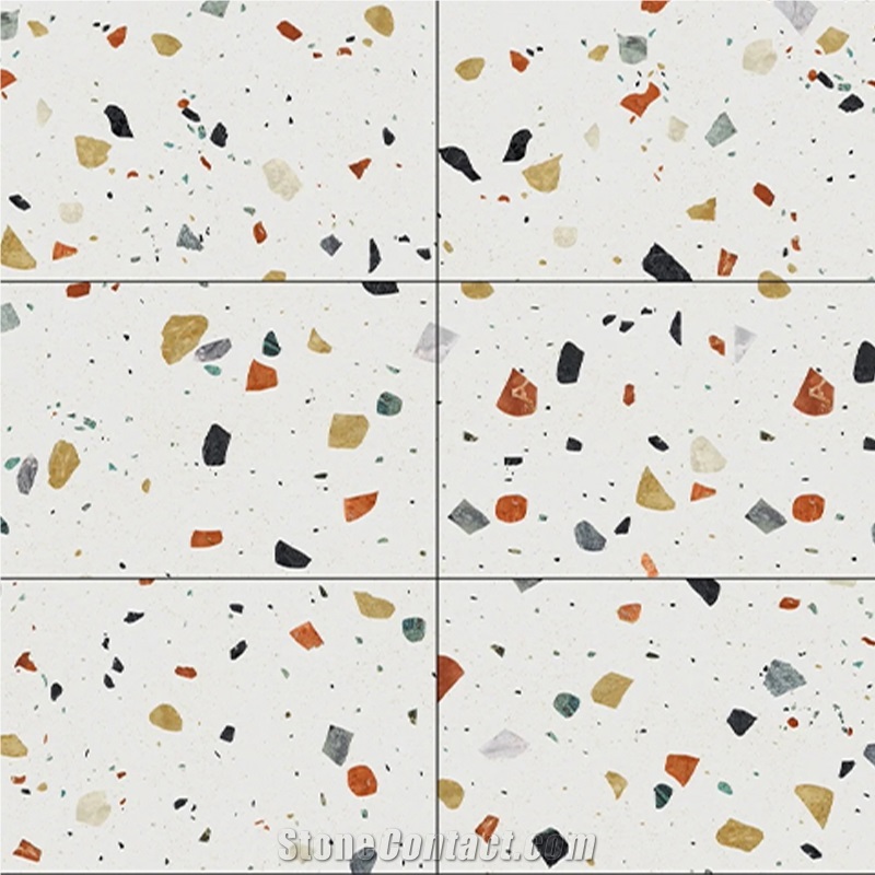 Colorful Terrazzo Floor Tiles For Dining Room Dressing