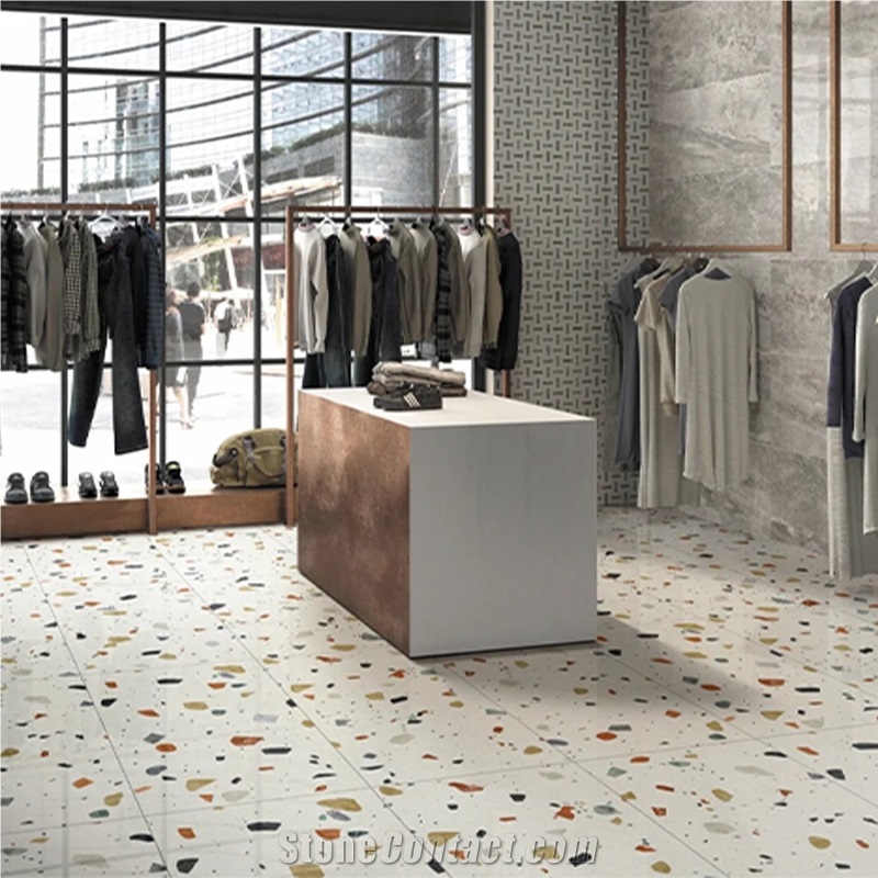 Colorful Terrazzo Floor Tiles For Dining Room Dressing
