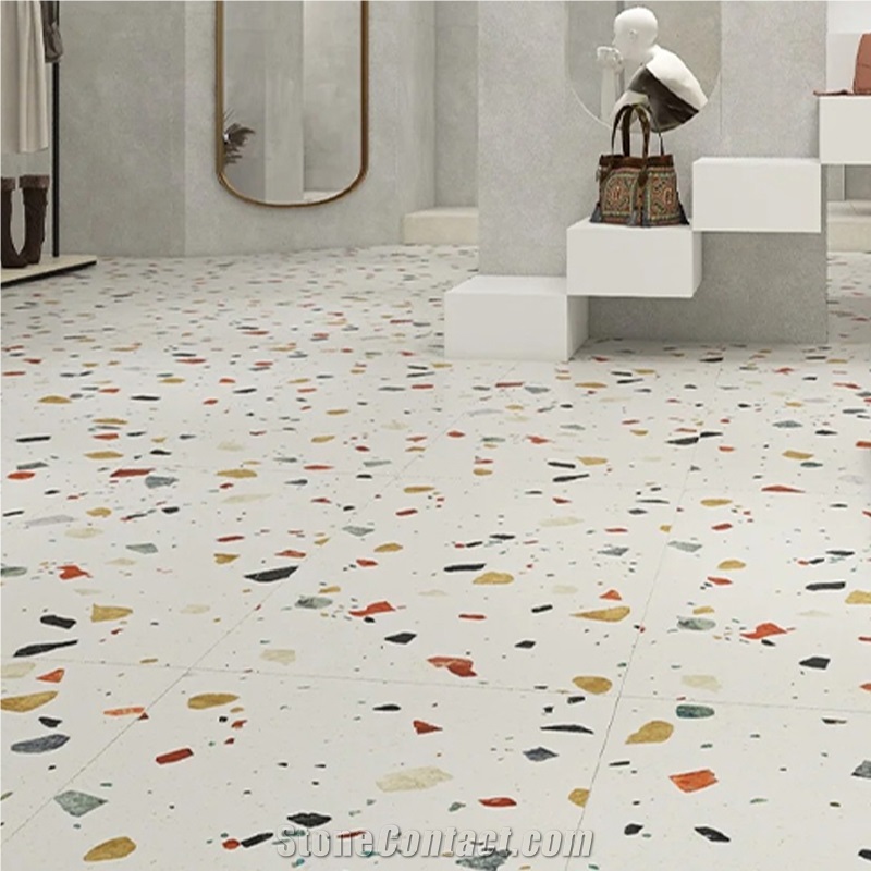 Colorful Terrazzo Floor Tiles For Dining Room Dressing