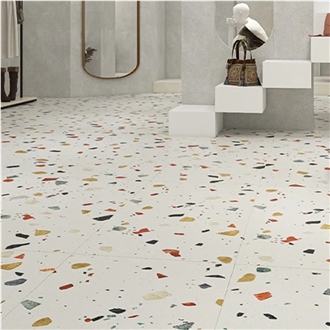 Colorful Terrazzo Floor Tiles For Dining Room Dressing