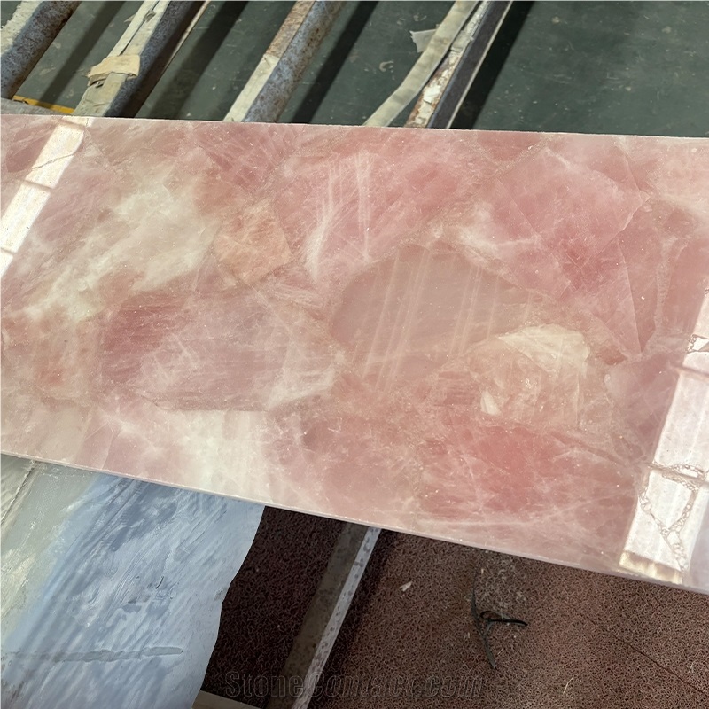 Factory Pink Crystal Semiprecious Stone Slabs