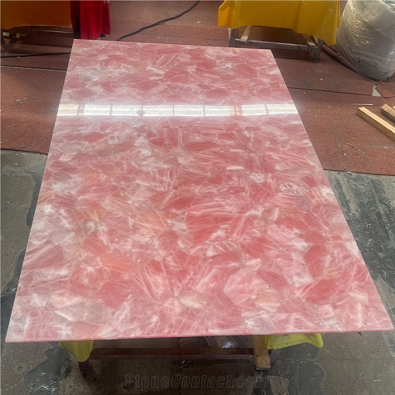 Factory Pink Crystal Semiprecious Stone Slabs