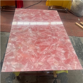 Factory Pink Crystal Semiprecious Stone Slabs
