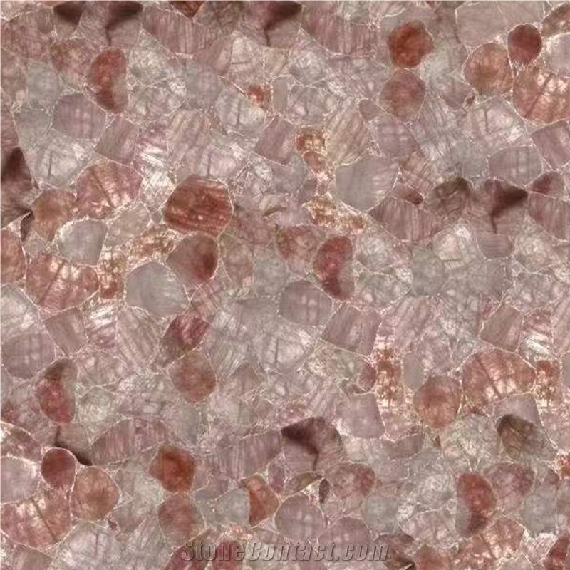 Factory Pink Crystal Semiprecious Stone Slabs