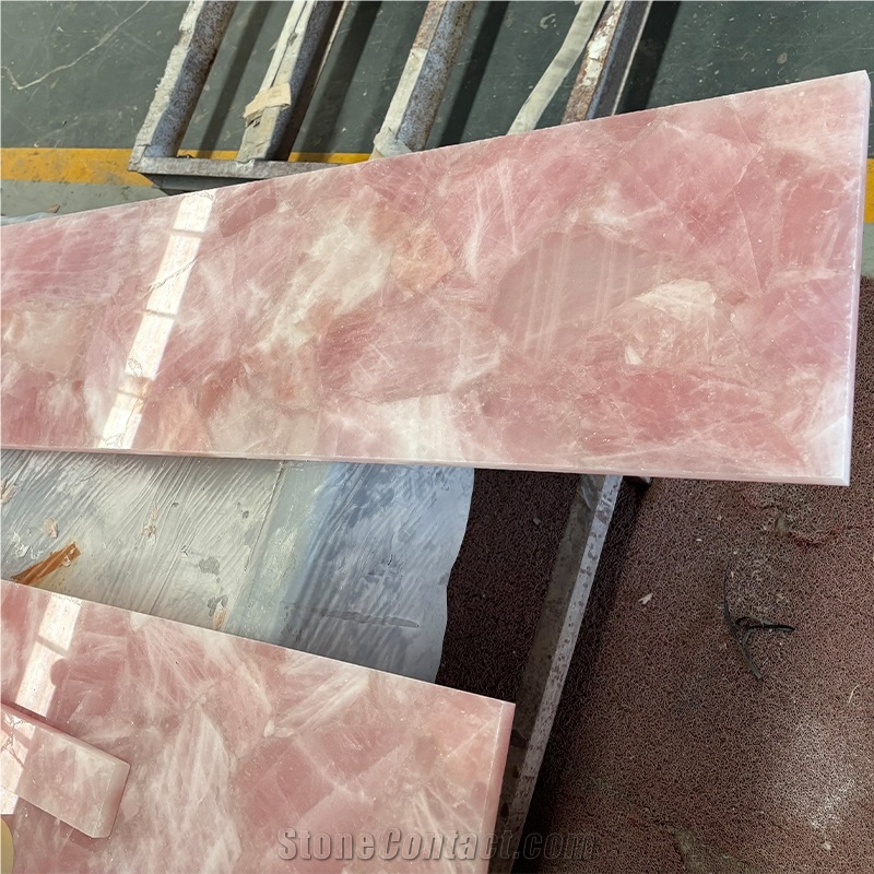 Factory Pink Crystal Semiprecious Stone Slabs