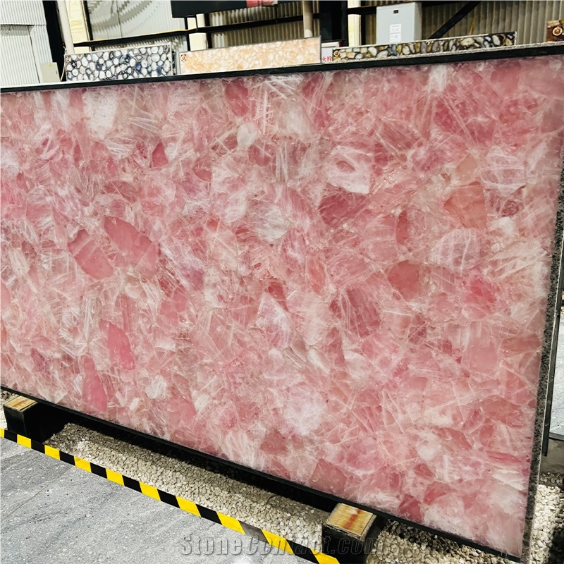 Factory Pink Crystal Semiprecious Stone Slabs