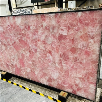 Factory Pink Crystal Semiprecious Stone Slabs