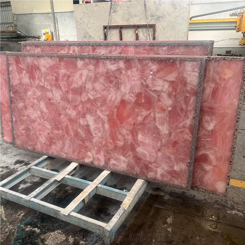 Factory Pink Crystal Semiprecious Stone Slabs