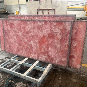 Factory Pink Crystal Semiprecious Stone Slabs