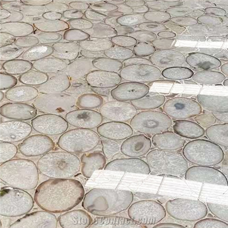 Factory White Agate Semiprecious Stone Slabs