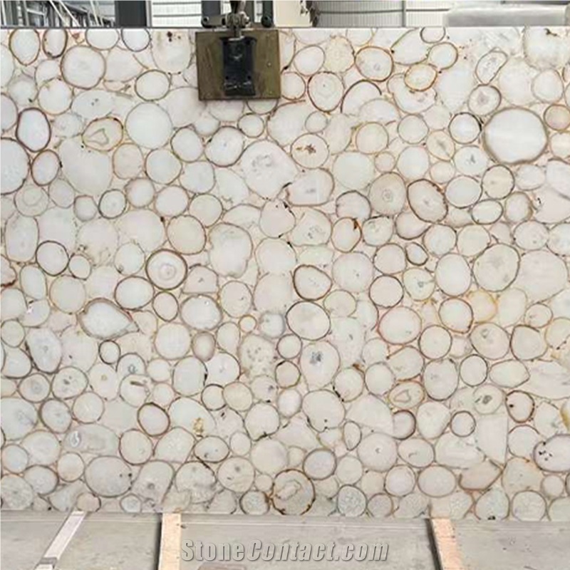 Factory White Agate Semiprecious Stone Slabs