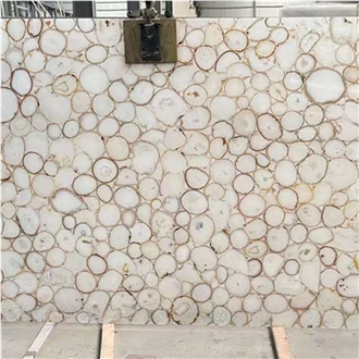 Factory White Agate Semiprecious Stone Slabs