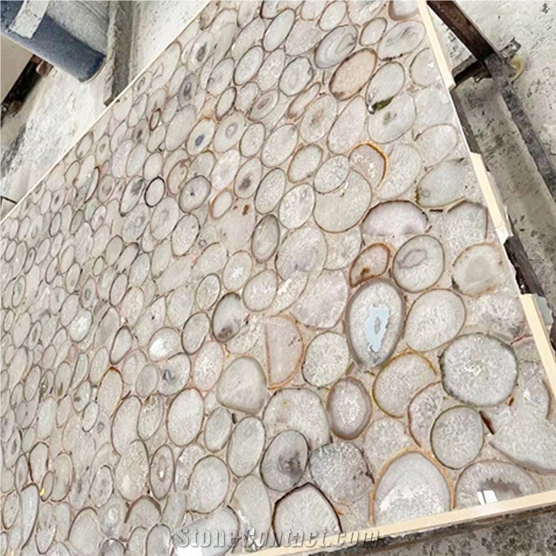 Factory White Agate Semiprecious Stone Slabs