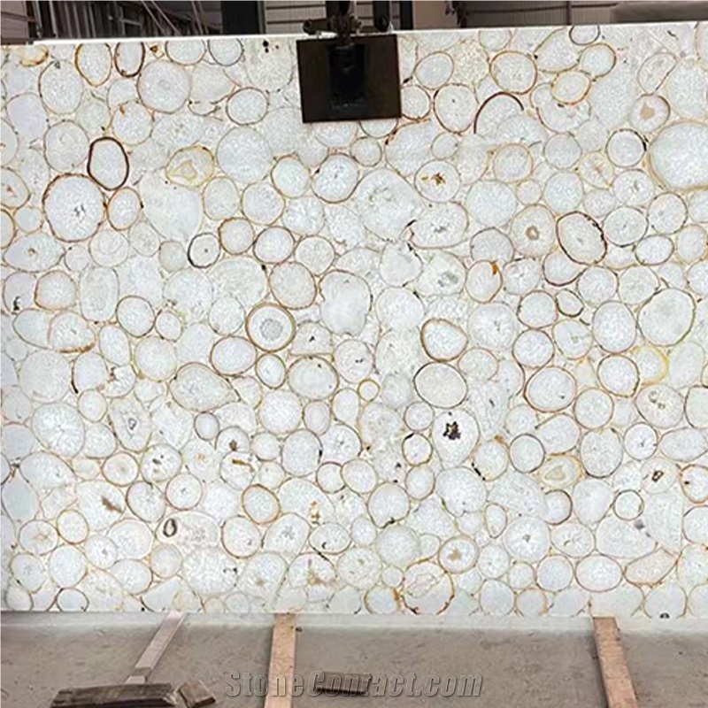 Factory White Agate Semiprecious Stone Slabs