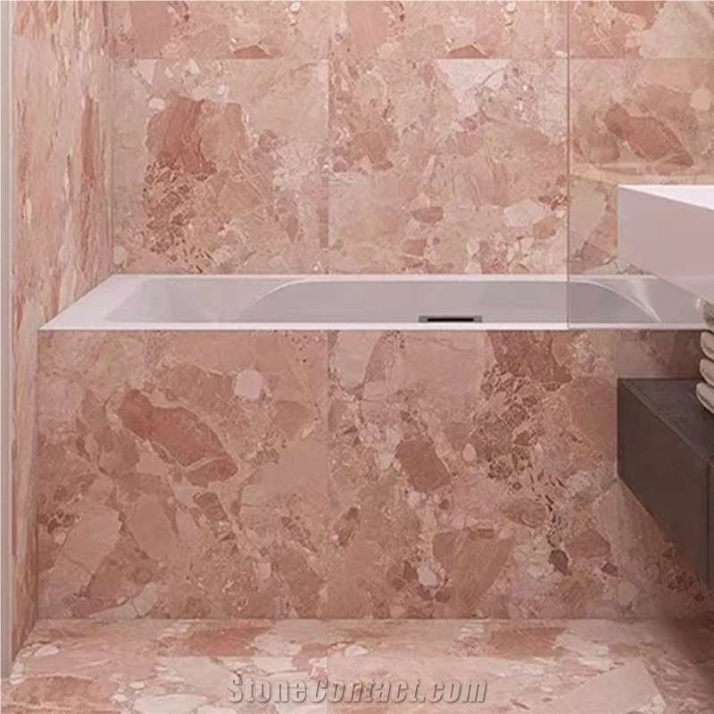 Pink Terrazzo Floor Tiles For Bathroom Wall Design