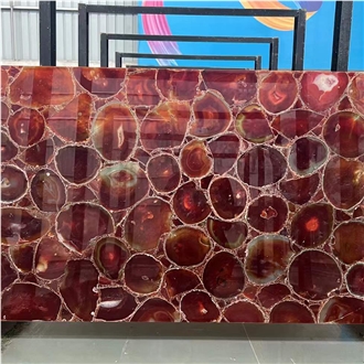 Red Agate Semiprecious Stone Slabs For Back Wall