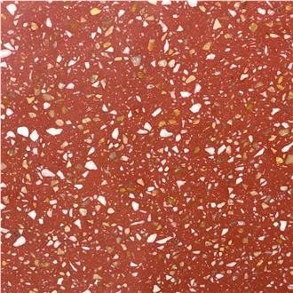 Red Terrazzo Slabs Texture Floor Tiles For Interior