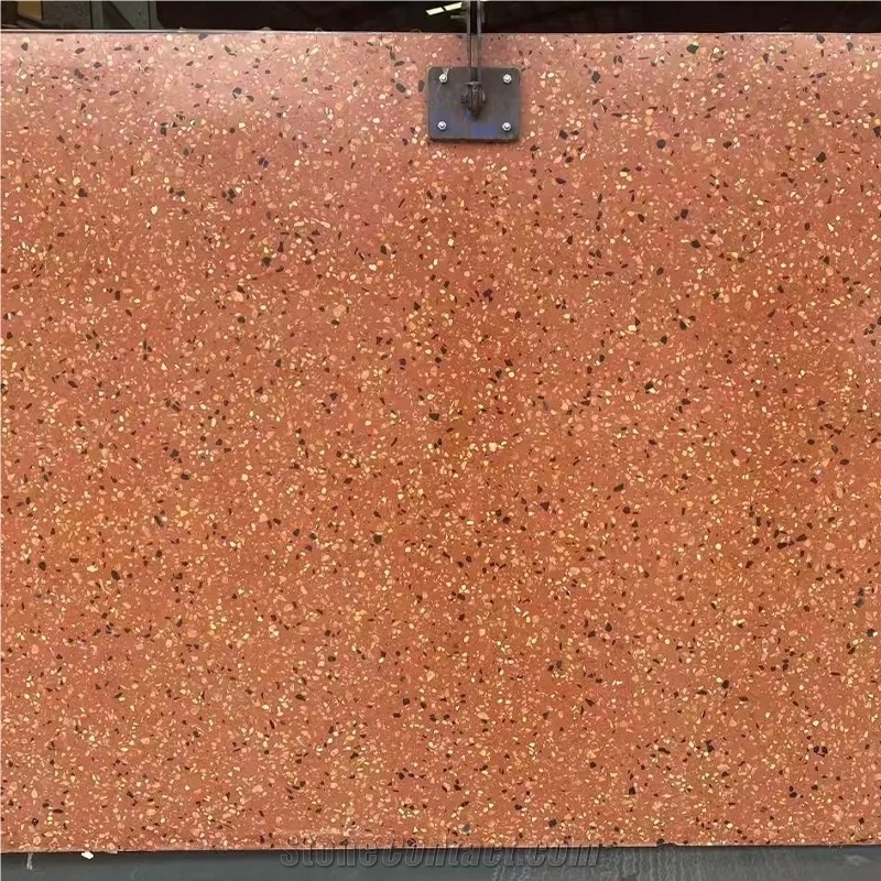 Red Terrazzo Slabs Texture Floor Tiles For Interior