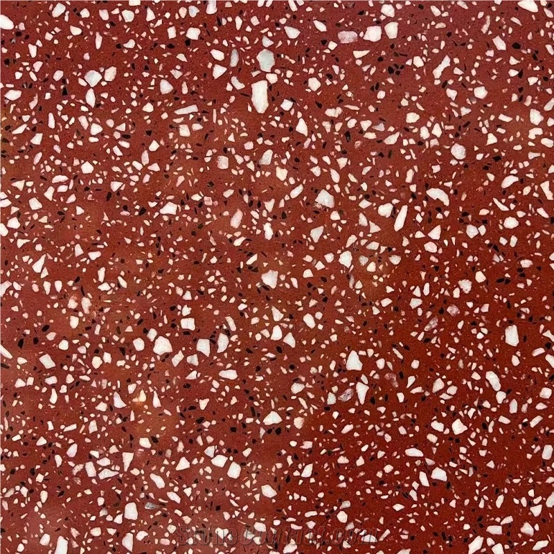 Red Terrazzo Slabs Texture Floor Tiles For Interior