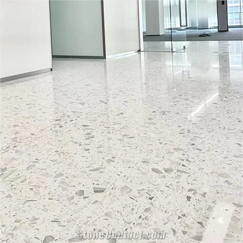 White Terrazzo Floor Tiles For Bathroom Floor Design