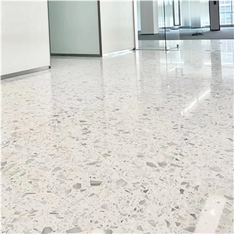 White Terrazzo Floor Tiles For Bathroom Floor Design