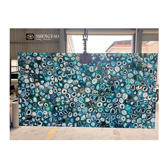 1600*3200Mm Blue Agate Semiprecious Slabs With Gold Foil