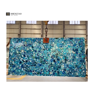 1600*3200Mm Blue Agate Semiprecious Slabs With Gold Foil
