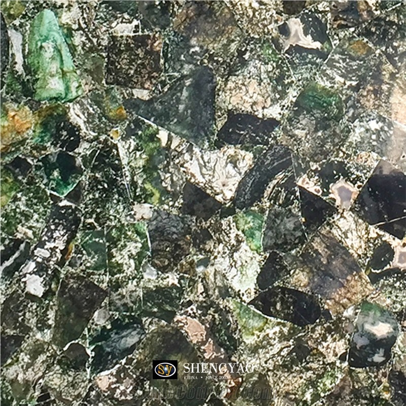Backlit Green Moss Agate Flooring Tile Gem Stone Slabs