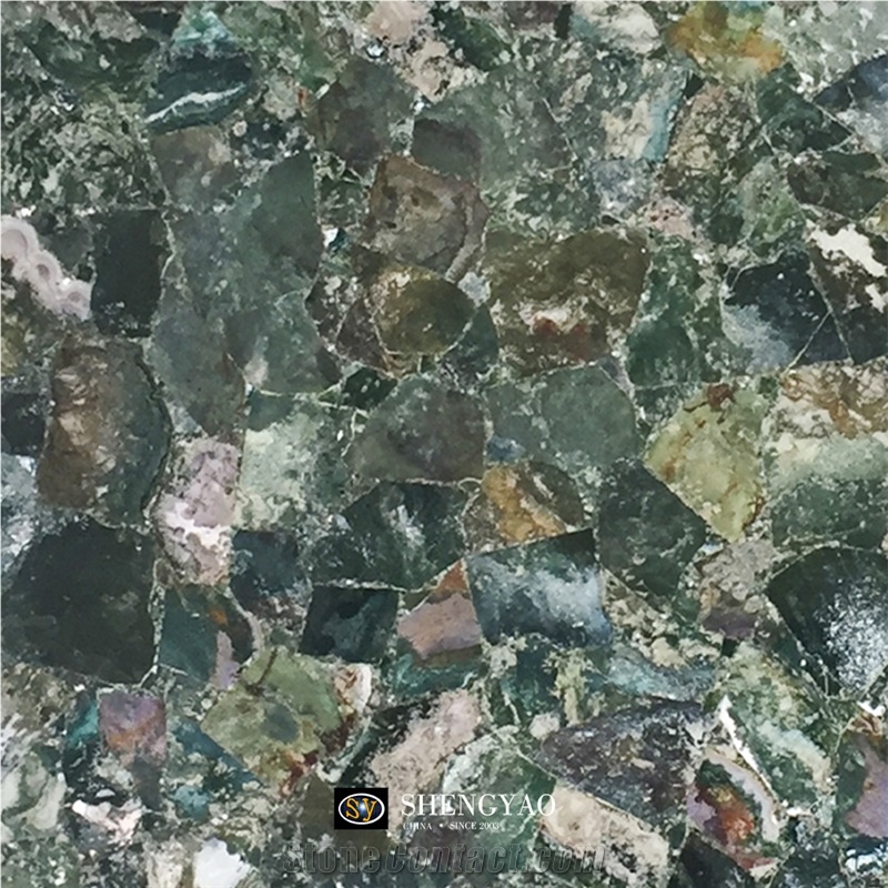 Backlit Green Moss Agate Flooring Tile Gem Stone Slabs