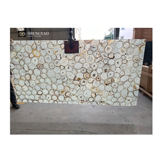 Backlit Large Size White Agate Stone Semiprecious Slabs