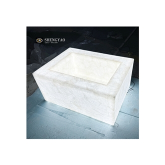 Backlit Translucent Stone White Crystal Bathroom Sink