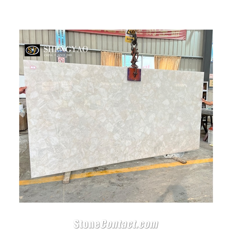 Backlit White Quartz Crystal Translucent Stone Bathroom Sink