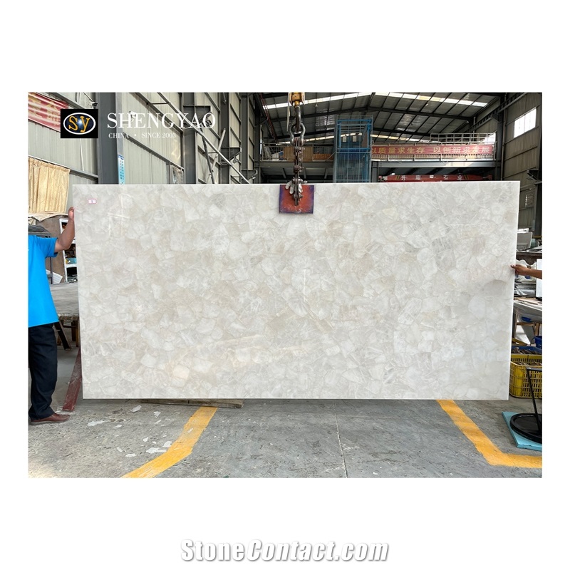 Backlit White Quartz Crystal Translucent Stone Bathroom Sink