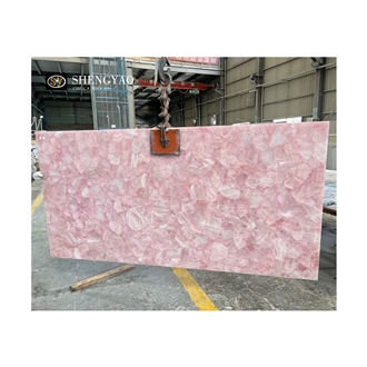 Custom Natural Crystal Rose Quartz Semi Precious Stone Slabs