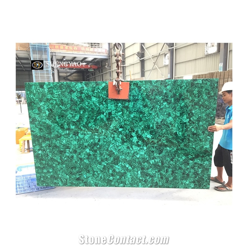 Green Natural Gemstone Malachite Semiprecious Stone Tiles