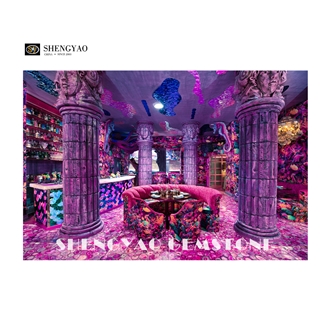 Illuminated Pink Agate Flooring Tiles Semiprecious Slabs