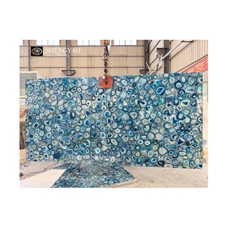 Large Size Backlit Blue Agate Stone Semiprecious Slabs