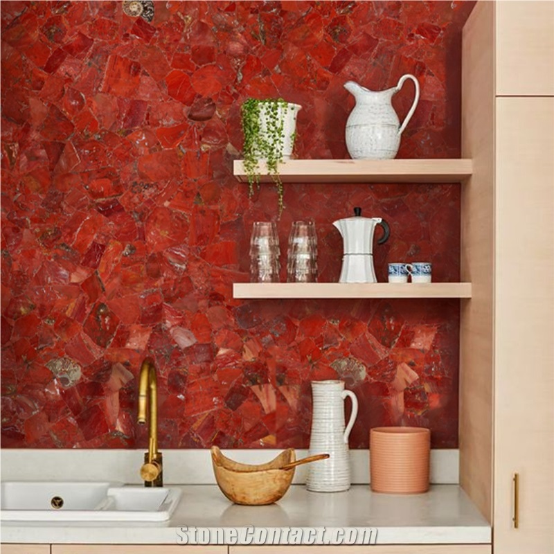 Luxury Red Ruby Gem Stone Slabs- Semiprecious Stone Slabs