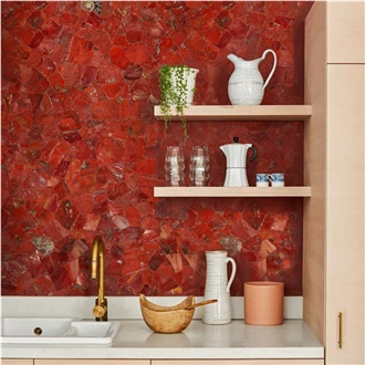 Luxury Red Ruby Gem Stone Slabs- Semiprecious Stone Slabs