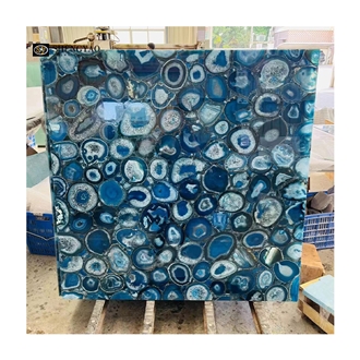 Natural Backlit Blue Agate Stone Flooring Gemstone Tiles
