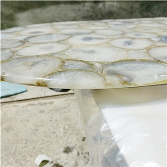 Natural Solid Surface White Agate Stone Kitchen Countertop