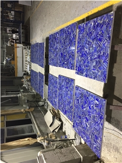 Polished Blue  Semi Precious Stone Slabs Tiles For Floor