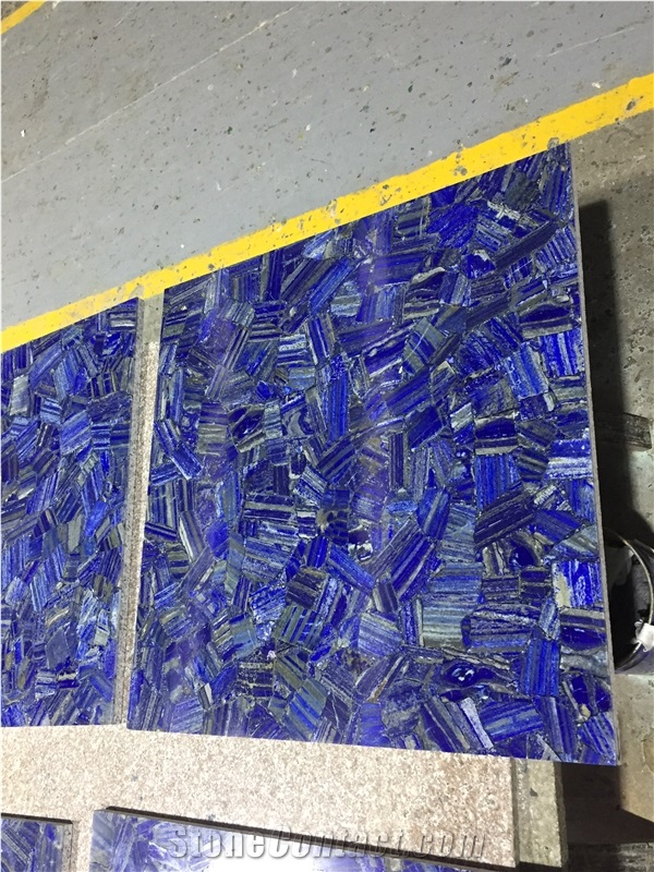 Polished Blue  Semi Precious Stone Slabs Tiles For Floor