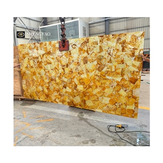 Polished Yellow Citrine Crystal Stone Semiprecious Slabs